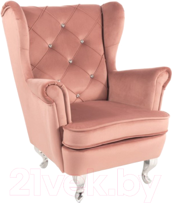 Кресло мягкое Signal Lili (Bluvel 52 античный розовый/серебряный)