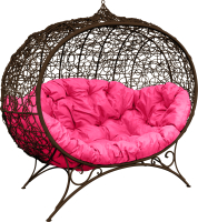 Диван садовый M-Group Улей на ножках / 11220208 (коричневый ротанг/розовая подушка) - 