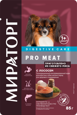 

Влажный корм для собак, Pro Meat Для взрослых собак мелких пород с лососем / 1010024962