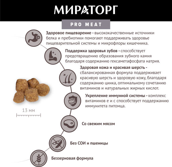 Сухой корм для собак Мираторг Pro Meat для взр. мел. пород с ягненком и картоф. / 1010025880 (2.6кг)