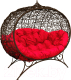 Диван садовый M-Group Улей на ножках / 11220206 (коричневый ротанг/красная подушка) - 