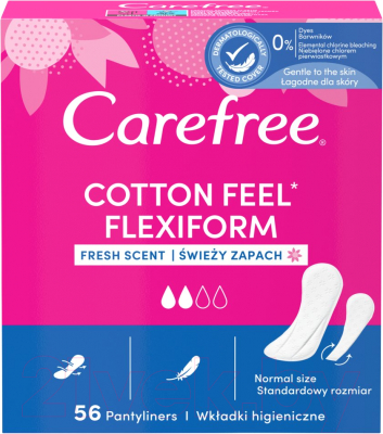 Прокладки ежедневные Carefree Cotton Feel Flexiform (56шт)