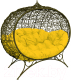 Диван садовый M-Group Улей на ножках / 11220211 (коричневый ротанг/желтая подушка) - 
