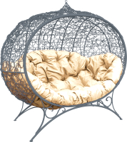 Диван садовый M-Group Улей на ножках / 11220301 (серый ротанг/бежевая подушка) - 