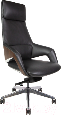 Кресло офисное Norden Шопен / FK 0005-A Black Leather (кожа черная/алюминий)