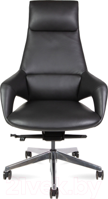 Кресло офисное Norden Шопен / FK 0005-A Black Leather (кожа черная/алюминий)