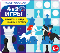 Набор настольных игр Magneticus Шашки, Шахматы, Уголки, Лудо 4 в 1 / BG-2204 - 