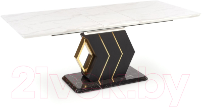Обеденный стол Halmar Vincenzo 160-200x90x77 (белый мрамор/черный/золото)