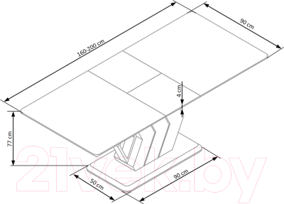 Обеденный стол Halmar Vincenzo 160-200x90x77 (белый мрамор/черный/золото)