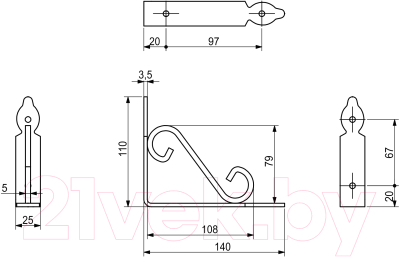 Полкодержатель AKS Melody 145x110 (черный)