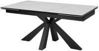 Обеденный стол M-City Alezio 160 Bianco TL-45 / DECDF189TTL45BLCK (белый мрамор матовый/испанская керамика/черный) - 