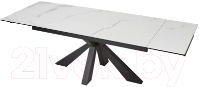 Обеденный стол M-City Alezio 160 Bianco TL-45 / DECDF189TTL45BLCK (белый мрамор матовый/испанская керамика/черный)