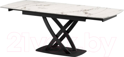 Обеденный стол M-City Foggia 140 KL-99 / 614M05213 (белый мрамор матовый/итальянская керамика/черный)