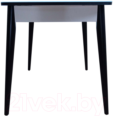 Обеденный стол Васанти Плюс БРФ 120/152x80/1Р (белый мрамор глянец/черный/обвязка белая/опоры белые)
