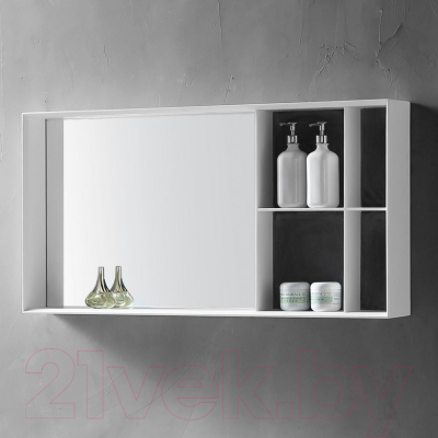 Шкаф с зеркалом для ванной Abber Stein AS6639 (белый)