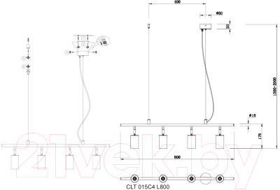 Потолочный светильник Crystal Lux CLT 015C4 L800 (черный)