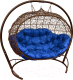 Диван подвесной M-Group Улей / 11210210 (коричневый ротанг/синяя подушка) - 