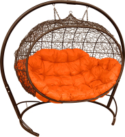 Диван подвесной M-Group Улей / 11210207 (коричневый ротанг/оранжевая подушка) - 