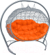 Диван подвесной M-Group Улей / 11210307 (серый ротанг/оранжевая подушка) - 