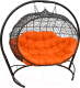 Диван подвесной M-Group Улей / 11210407 (черный ротанг/оранжевая подушка) - 