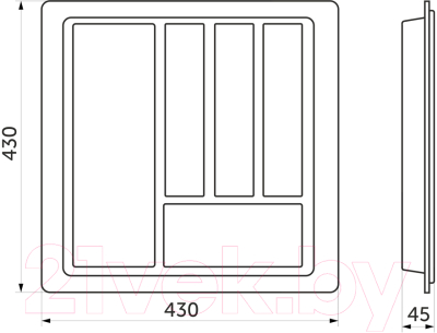 Органайзер для столовых приборов AKS Standart 50x430 (белый)