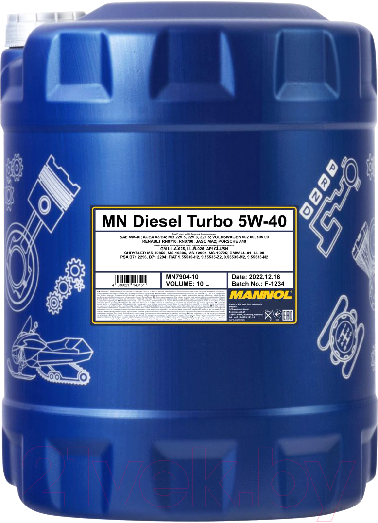 Моторное масло Mannol Diesel Turbo 5W40 CI-4/SN / MN7904-10 (10л)