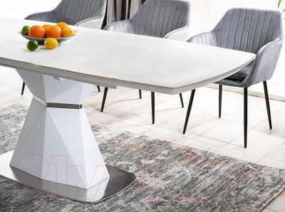 Обеденный стол Signal Cortez 160-210x90 (белый матовый/белый матовый)