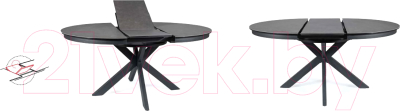 Обеденный стол Signal Porto Ceramic 120-160x120 (темно-серый мрамор/черный матовый)