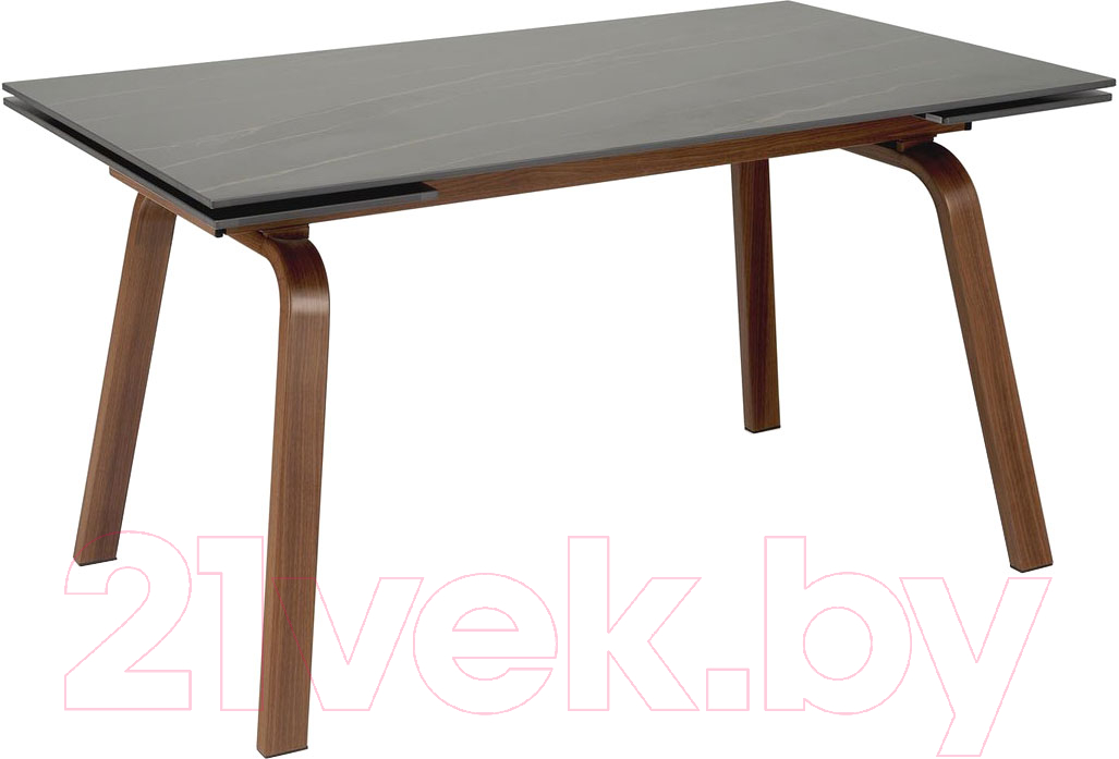Обеденный стол Halmar Lozano 140-200x82x76 (черный мрамор/ореховый)