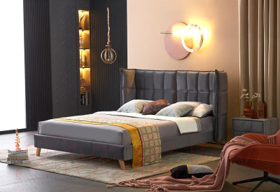 Двуспальная кровать Halmar Scandino 200x160 (серый)