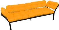 Диван садовый M-Group Дачный с подлокотниками / 12170611 (желтая подушка) - 