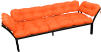Диван садовый M-Group Дачный с подлокотниками / 12170607 (оранжевая подушка) - 