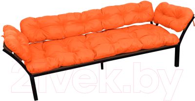 Диван садовый M-Group Дачный с подлокотниками / 12170607 (оранжевая подушка)