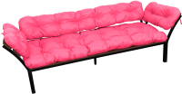 Диван садовый M-Group Дачный с подлокотниками / 12170608 (розовая подушка) - 