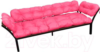 Диван садовый M-Group Дачный с подлокотниками / 12170608 (розовая подушка)