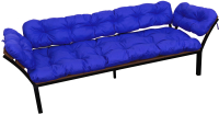 Диван садовый M-Group Дачный с подлокотниками / 12170610 (синяя подушка) - 
