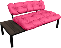 Диван садовый M-Group Дачный со столиком / 12160608 (розовая подушка) - 