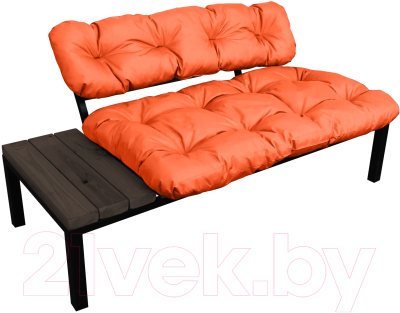 Диван садовый M-Group Дачный со столиком / 12160607 (оранжевая подушка)