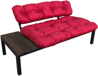 Диван садовый M-Group Дачный со столиком / 12160606 (красная подушка) - 