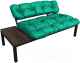 Диван садовый M-Group Дачный со столиком / 12160604 (зеленая подушка) - 