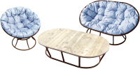 Комплект садовой мебели M-Group Мамасан, Папасан и стол / 12130209 (коричневый/серая подушка) - 