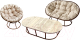 Комплект садовой мебели M-Group Мамасан, Папасан и стол / 12130201 (коричневый/бежевая подушка) - 