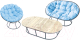 Комплект садовой мебели M-Group Мамасан, Папасан и стол / 12130303 (серый/голубая подушка) - 