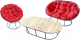 Комплект садовой мебели M-Group Мамасан, Папасан и стол / 12130306 (серый/красная подушка) - 