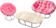 Комплект садовой мебели M-Group Мамасан, Папасан и стол / 12130308 (серый/розовая подушка) - 