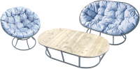 Комплект садовой мебели M-Group Мамасан, Папасан и стол / 12130309 (серый/серая подушка) - 