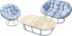 Комплект садовой мебели M-Group Мамасан, Папасан и стол / 12130309 (серый/серая подушка) - 