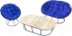 Комплект садовой мебели M-Group Мамасан, Папасан и стол / 12130310 (серый/синяя подушка) - 