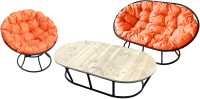 Комплект садовой мебели M-Group Мамасан, Папасан и стол / 12130407 (черный/оранжевая подушка) - 