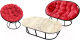 Комплект садовой мебели M-Group Мамасан, Папасан и стол / 12130406 (черный/красная подушка) - 
